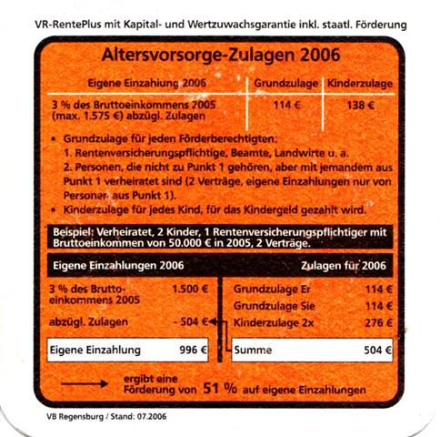 regensburg r-by volksbank 1b (quad185-altersvorsorge 2006-schwarzorange)